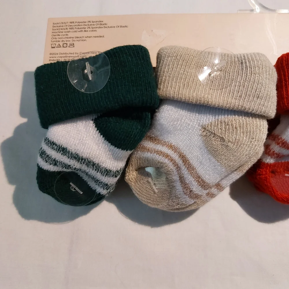 Capelli of New York Baby Holiday Socks Set Red Blue Green Tan NWT